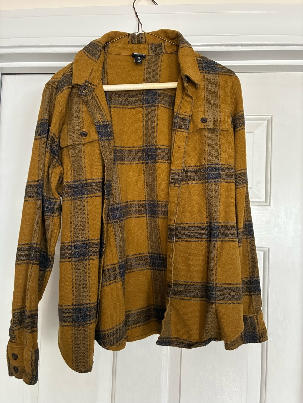 Patagonia Mustard Plaid Women’s Button-Down Flannel Shirt